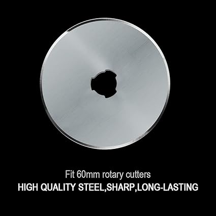 HEADLEY TOOLS 60mm Rotary Cutter Blades 10 Pack - Compatible with Olfa, Fiskars, Perfect Replacement Blades for Artistic Projects, Long-Lasting and Precise