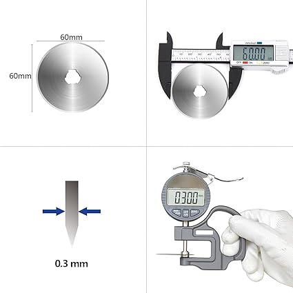 HEADLEY TOOLS 60mm Rotary Cutter Blades 10 Pack - Compatible with Olfa, Fiskars, Perfect Replacement Blades for Artistic Projects, Long-Lasting and Precise
