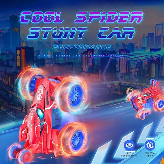 Stunt RC Car with Remote Control & Rechargeable Battery for 4-12 Years Old kids, Featuring 360 Flips, 4WD Wheels & Illuminated Design