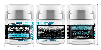 SimplyVital Collagen, Retinol & Hyaluronic Acid Cream - Anti-aging moisturizer for face, neck, and décolleté