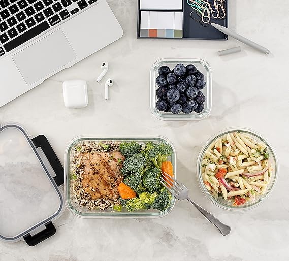 JoyJolt JoyFul 12 Airtight Freezer Safe Food Storage Containers and 12 Lids, Pantry Kitchen Storage Containers,