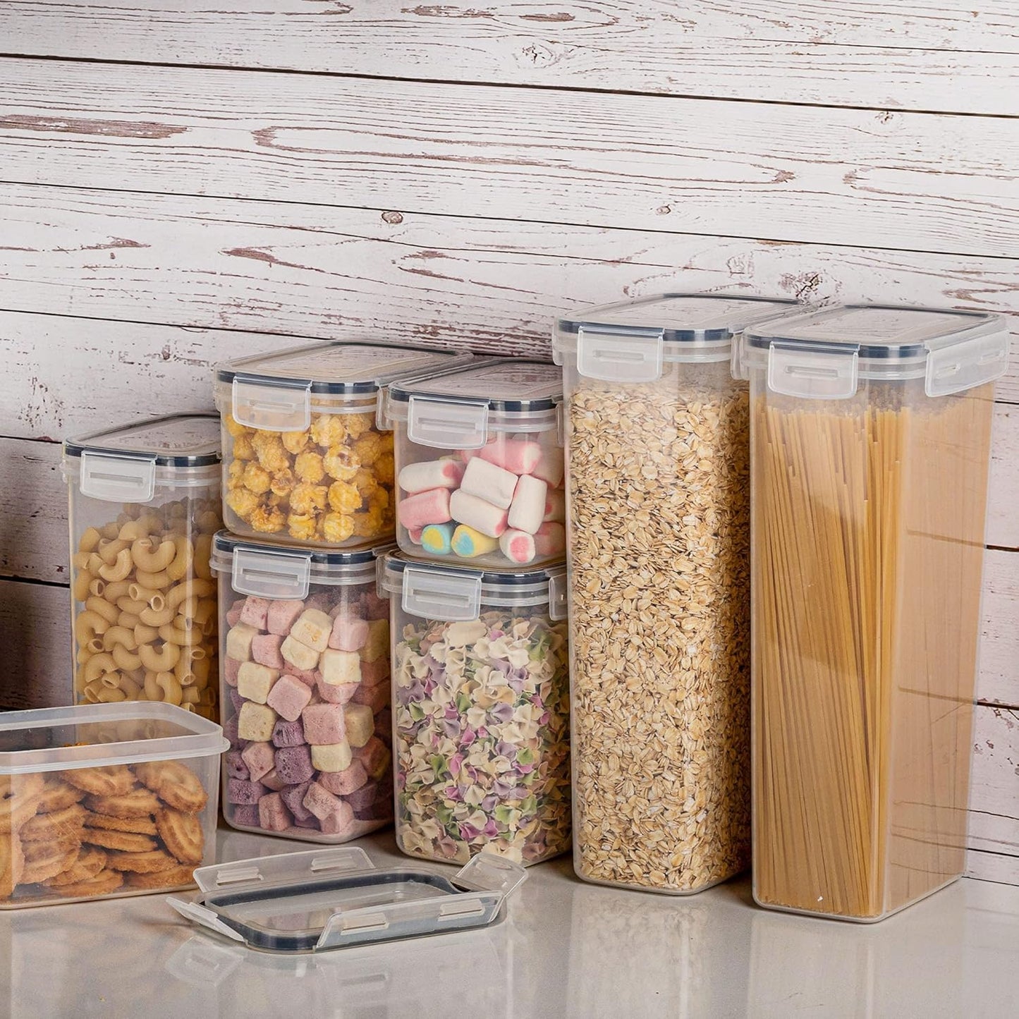 Airtight Food Storage Containers with Lids, Vtopmart 24 pcs Plastic Kitchen and Pantry Organization Canisters for Cereal, Dry Food, Flour and Sugar, BPA Free, with 24 Labels