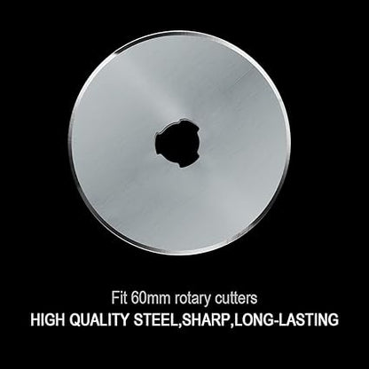 HEADLEY TOOLS 60mm Rotary Cutter Blades 10 Pack - Compatible with Olfa, Fiskars, Perfect Replacement Blades for Artistic Projects, Long-Lasting and Precise