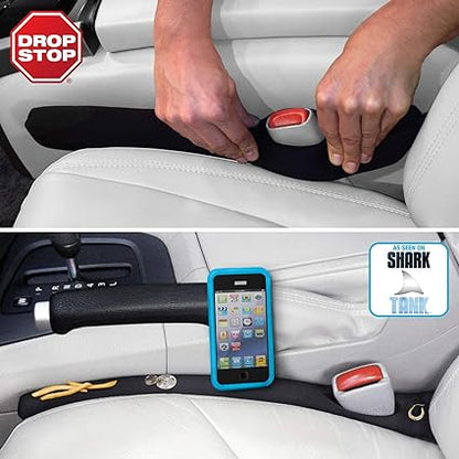 The Original Patented Car Seat Gap Filler (As Seen On Shark Tank) - Between Seats Console Organizer, Set of 2 and Slide Free Pad and Ligh