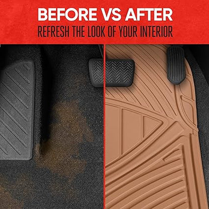 Motor Trend FlexTough Performance All-Weather Rubber Black Floor Mats for Cars, Trucks, and SUVs - 3-Piece Automotive Liners, Heavy-Duty Waterproof