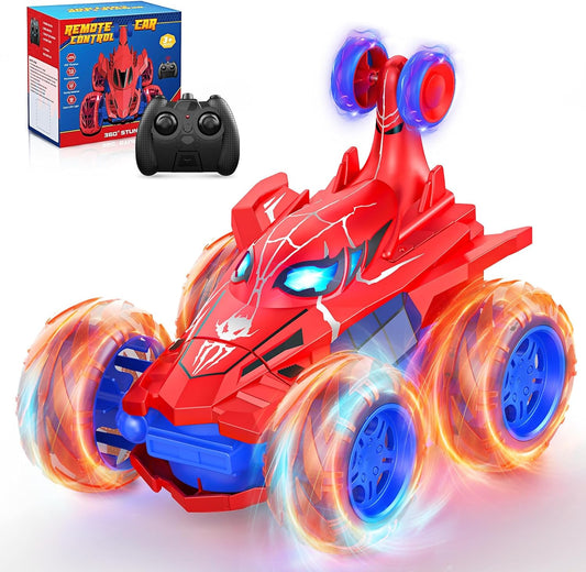 Stunt RC Car with Remote Control & Rechargeable Battery for 4-12 Years Old kids, Featuring 360 Flips, 4WD Wheels & Illuminated Design